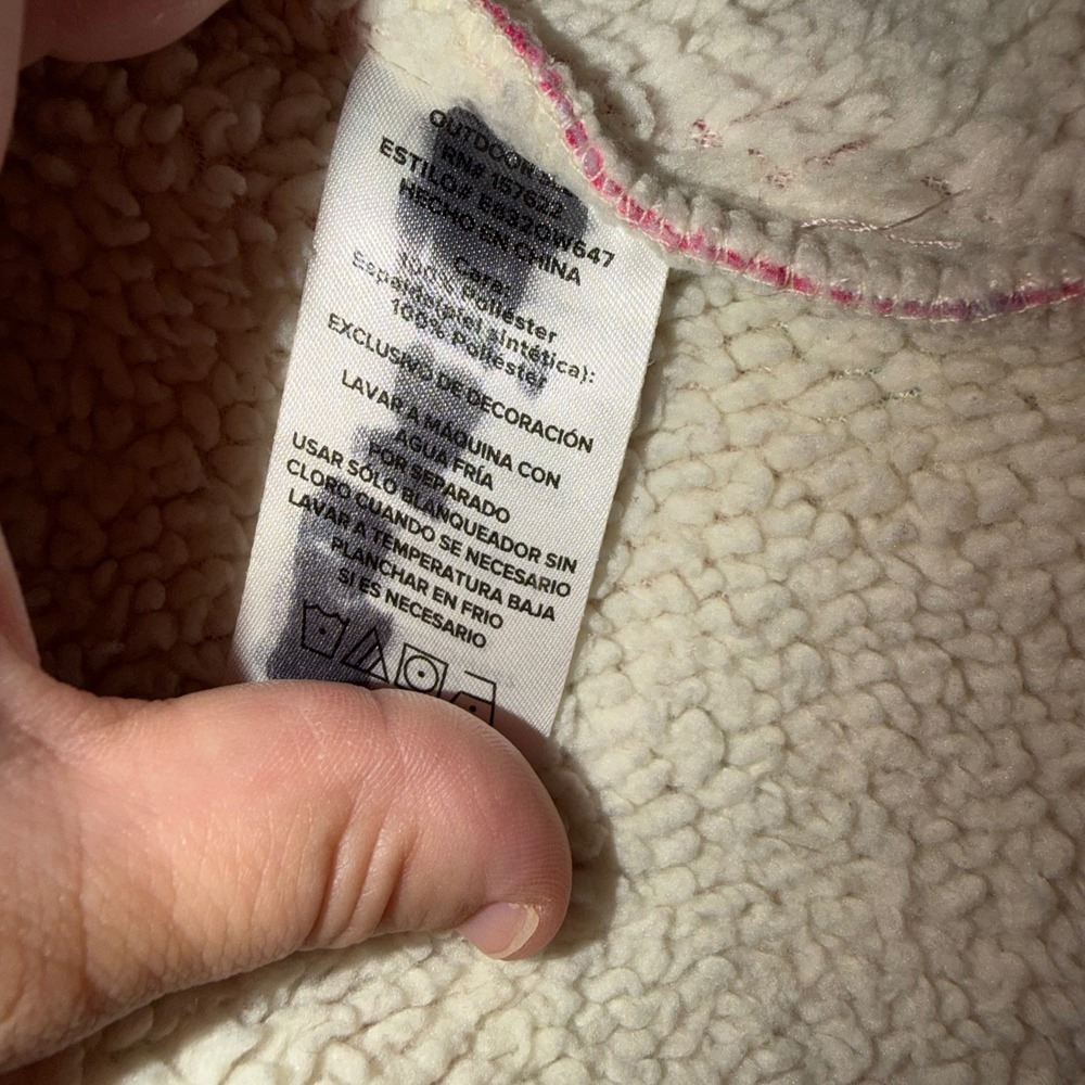 Eddie Bauer Girls Sherpa Lined Plaid Jacket Size 4/5 Pink Fleece Shacket - Picture 5 of 5